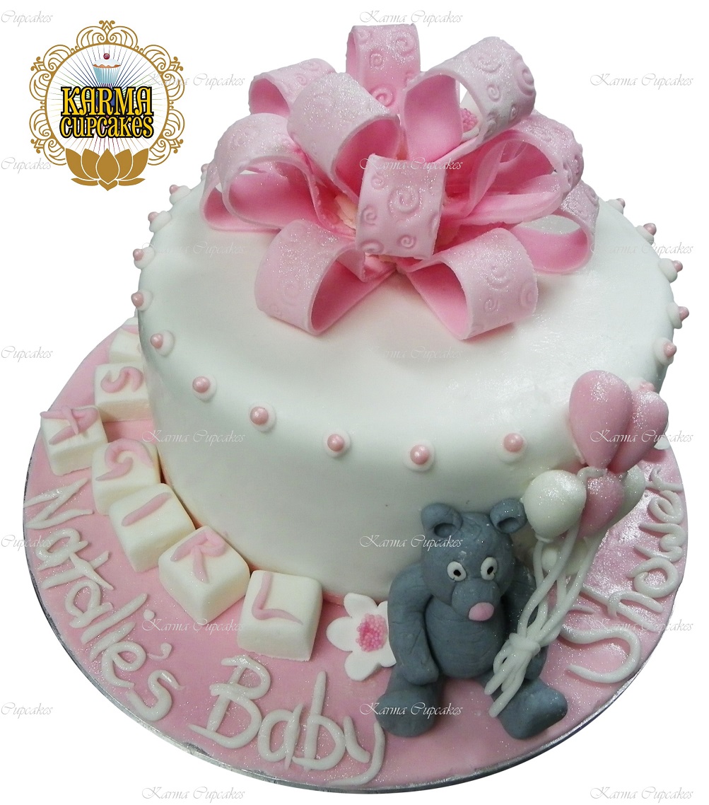 Teddy Bear Girl or Boy Baby Shower 8" Cake