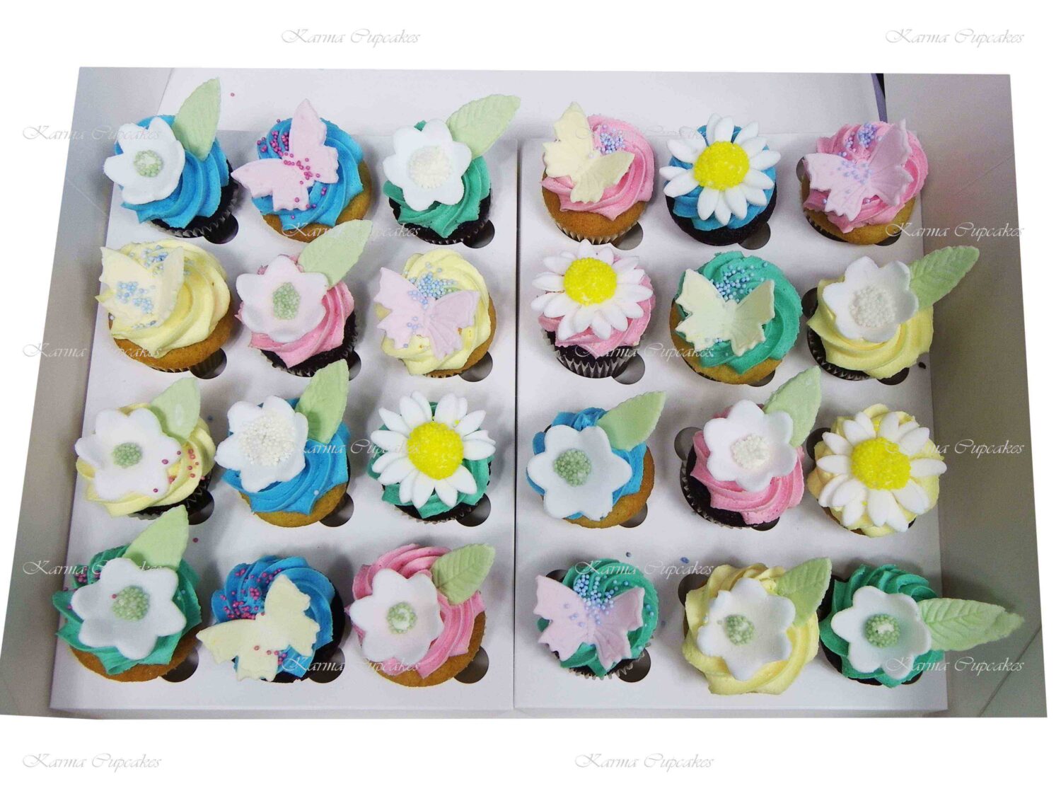 Assorted Butterfly and Flowers High Tea Cupcakes