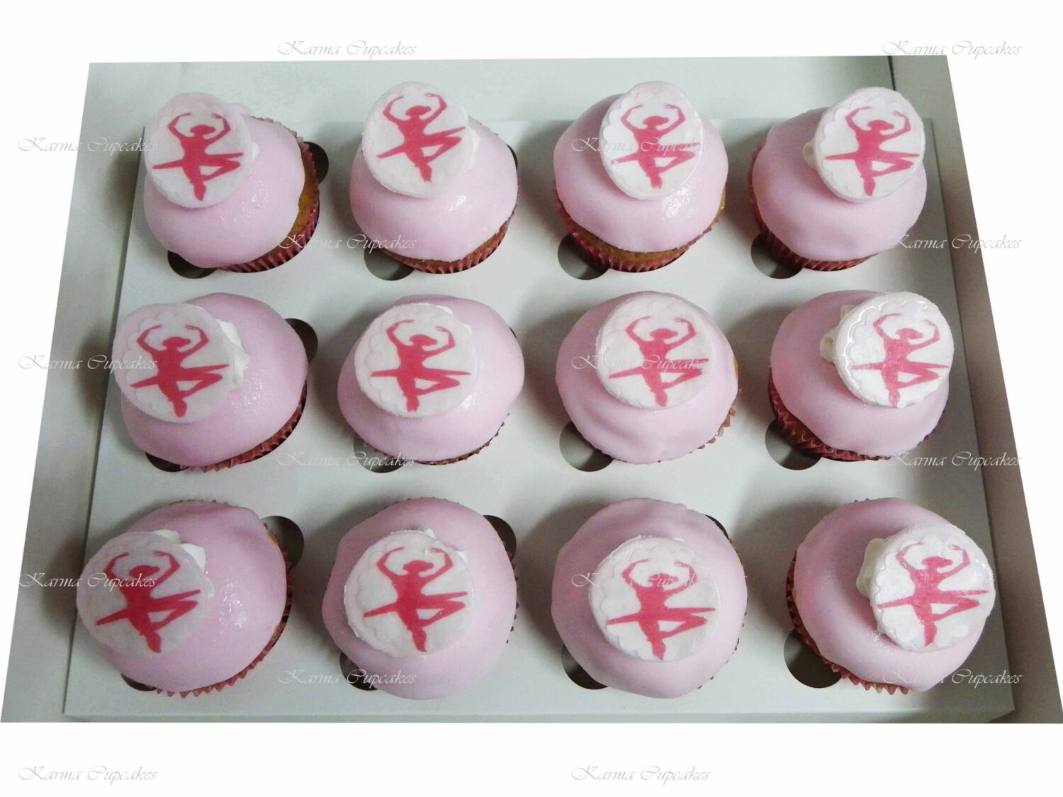 Ballerina pink fondant iced cupcakes