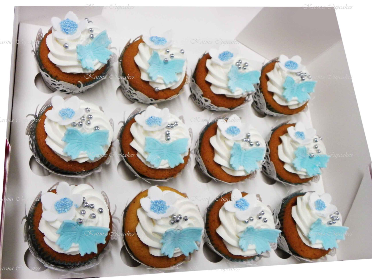 Blue and White Butterfly Cupcakes