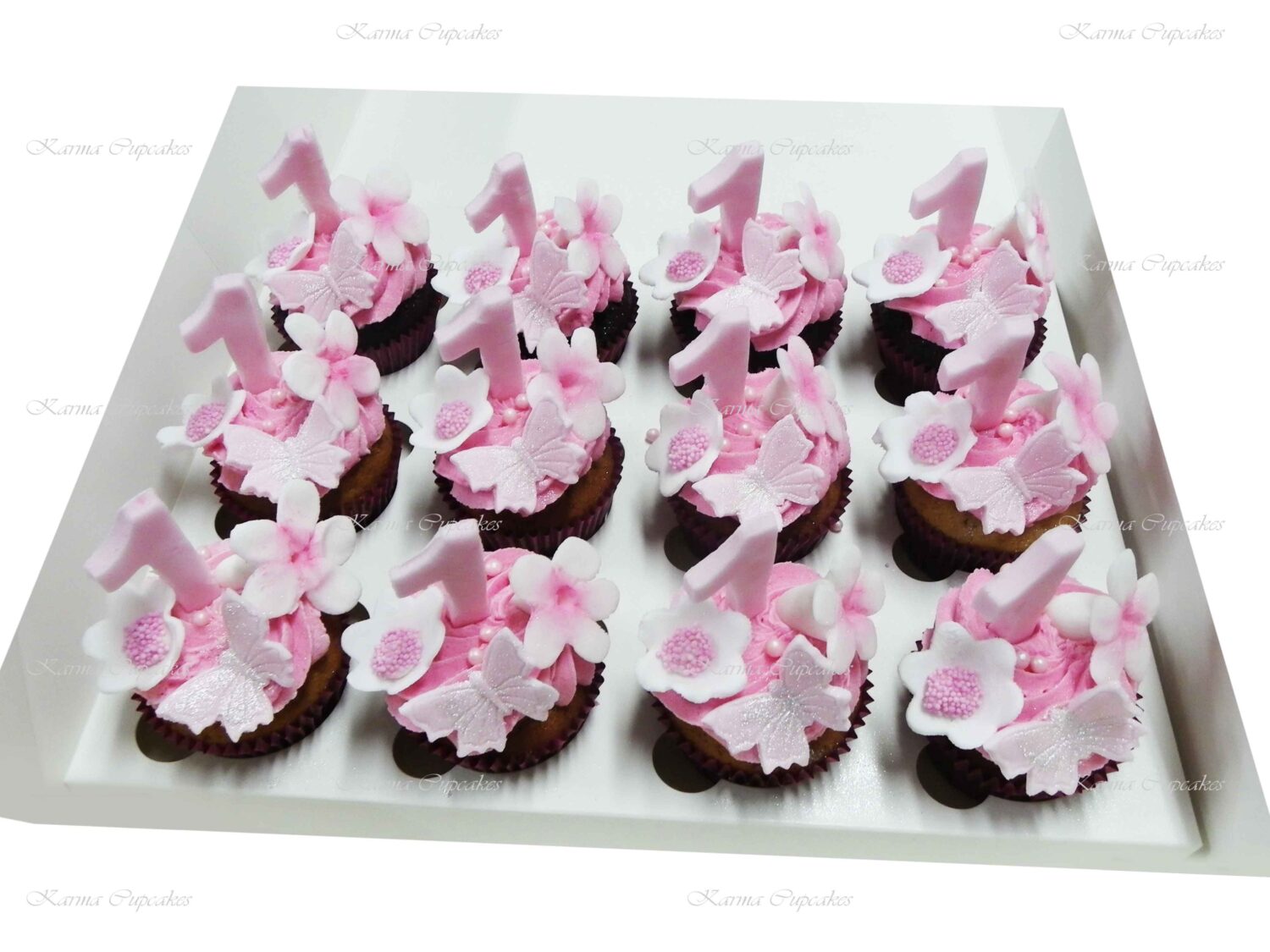 Baby Girl's First Birthday Cupcakes