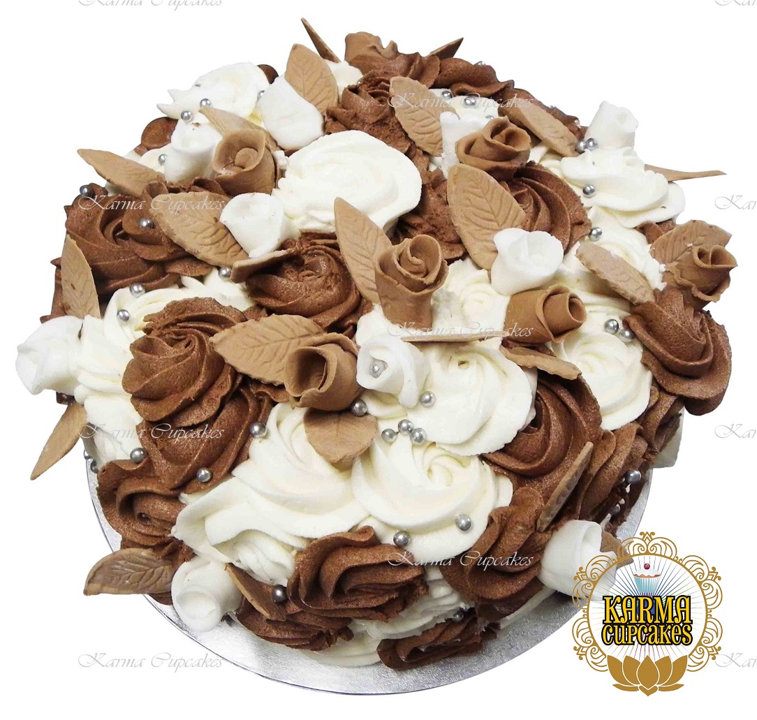 8″ Chocolate Vegan Rose Swirl Cake