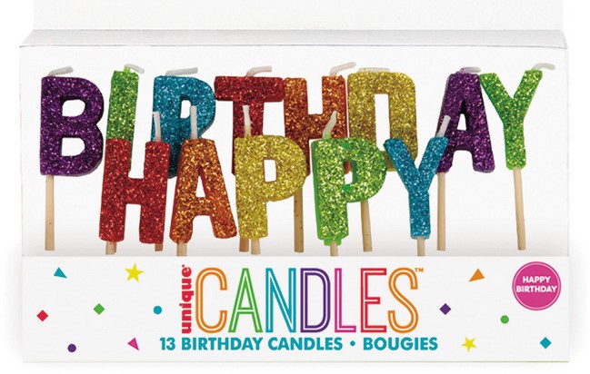 Happy Birthday Rainbow Glitter Candles