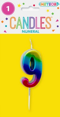 Rainbow Mini Candle Number 9