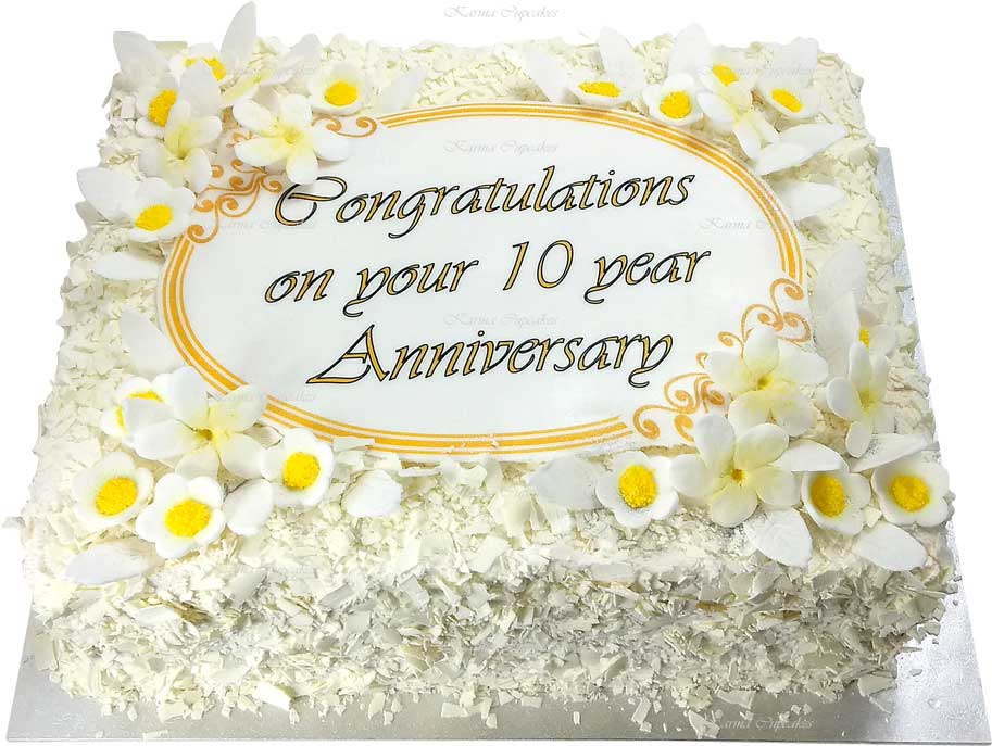 Edible Image Half Slab Cake with White Chocolate Flakes